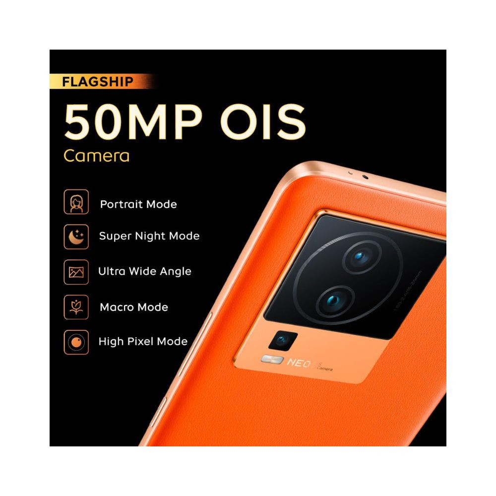 iQOO Neo 7 Pro 5G Fearless Flame 8Gb Ram 128Gb Storage  Snapdragon 8 Gen 1  Independent Gaming Chip  Flagship 50Mp Ois Camera  Premium Leather Design Orange