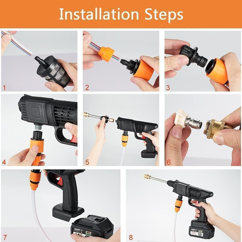 48V Portable Pressure Washer with Rechargeable Battery12000mah Cordless Pressure Washer Gun Cordless Power Washer Gun  Handheld Pressure Washer for Car Floor Cleaning Car Washer Gun Single Battery