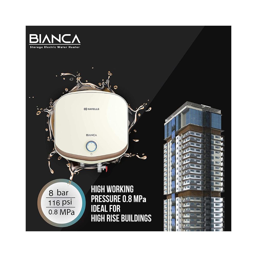 Havells Bianca 15-Litre Vertical Storage Water Heater Geyser Ivory 5 Star