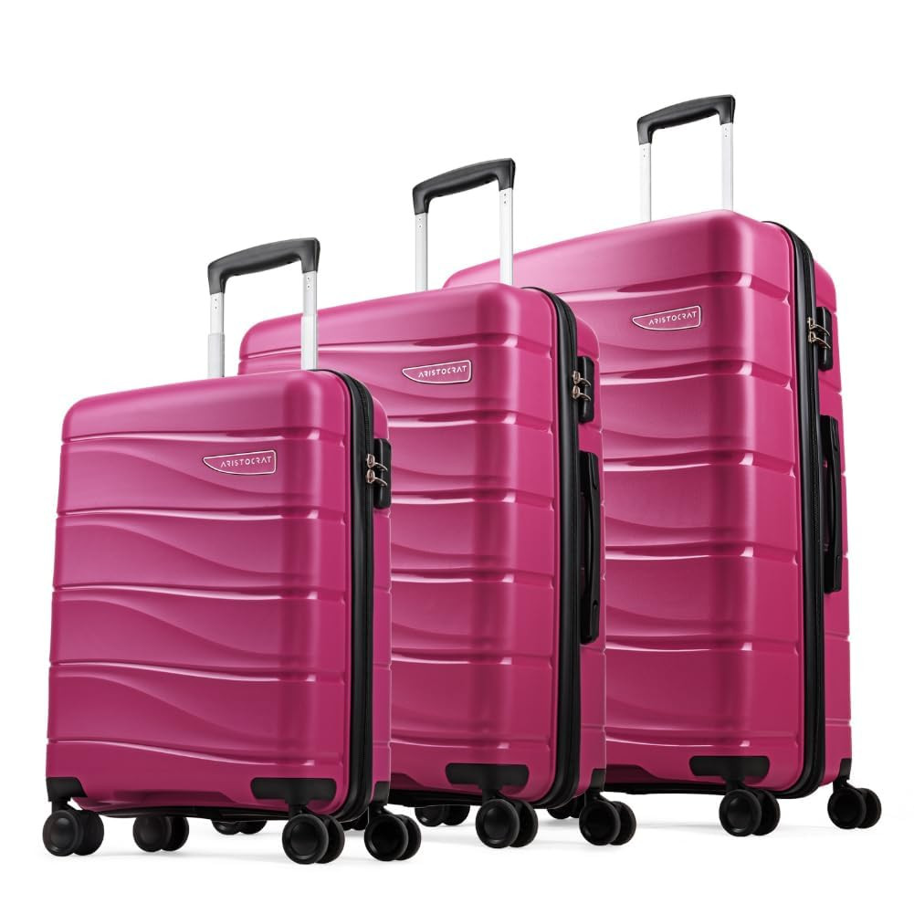 VIP Trolley Bags Set of 3 CabinMediumLarge  8 Wheel Luggage Bags Set  Hard Trolley Bags Wave Blue