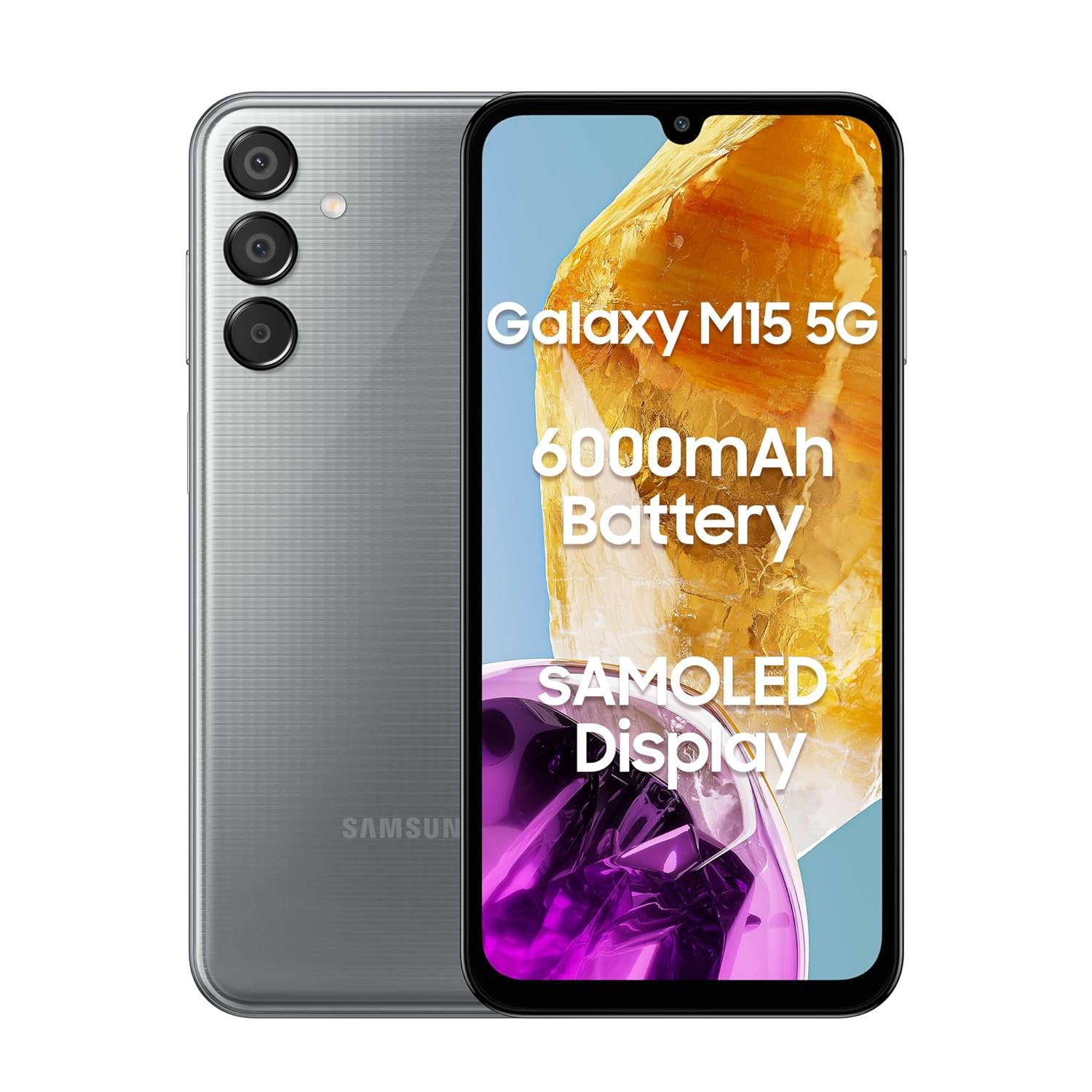 Samsung Galaxy M15 5G Stone Grey6GB RAM128GB Storage 50MP Triple Cam 6000mAh Battery MediaTek Dimensity 6100 4 Gen OS Upgrade  5 Year Security Update Super AMOLED Display Without Charger Samsung Mobile