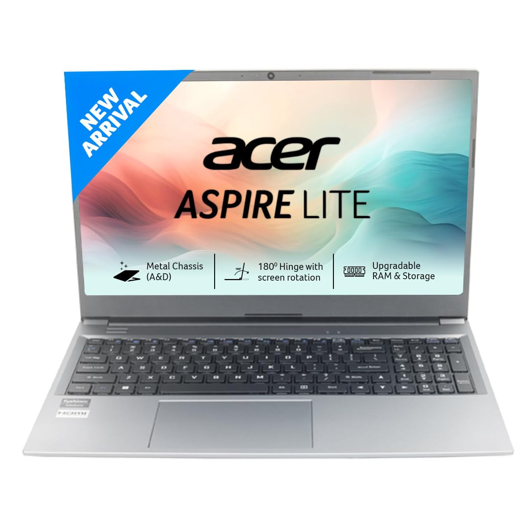 Acer Aspire Lite 13th Gen Intel Core i3-1305U Thin and Light Premium Laptop Windows 11 Home16 GB RAM512GB SSD36 WHR AL15-53 with 3962cm 156 Full HD Metal Body Steel Gray 159 KG