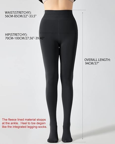 Alexvyan Black Fleece Footed Legging with Extra Confort & More Thickness  Slim Fit [26 to 34]