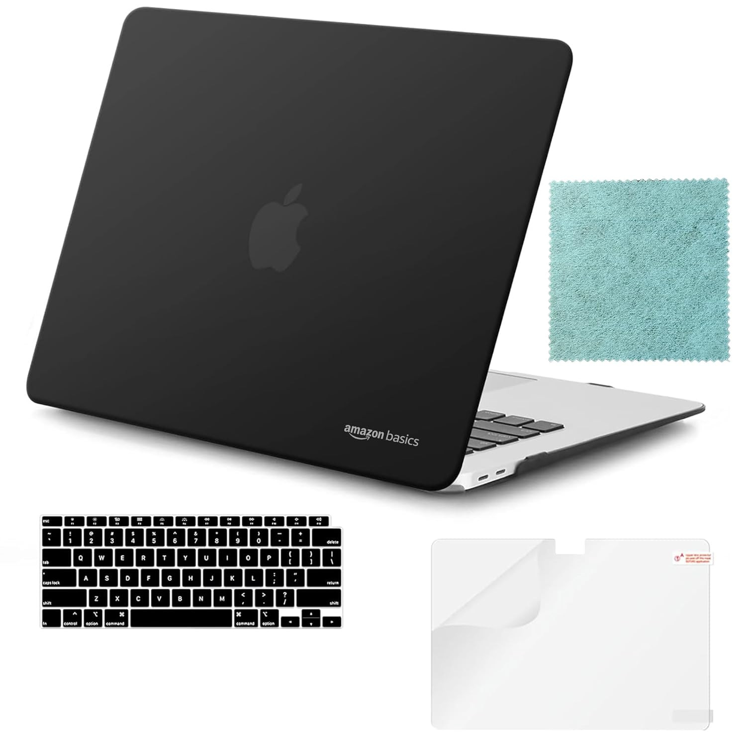 Amazon Basics Hard-Shell Laptop Cover for MacBook Air 136 inch 2022 Release A2681 M2  Includes TPU Keyboard Skin Cover  Screen Protector Black Glitter