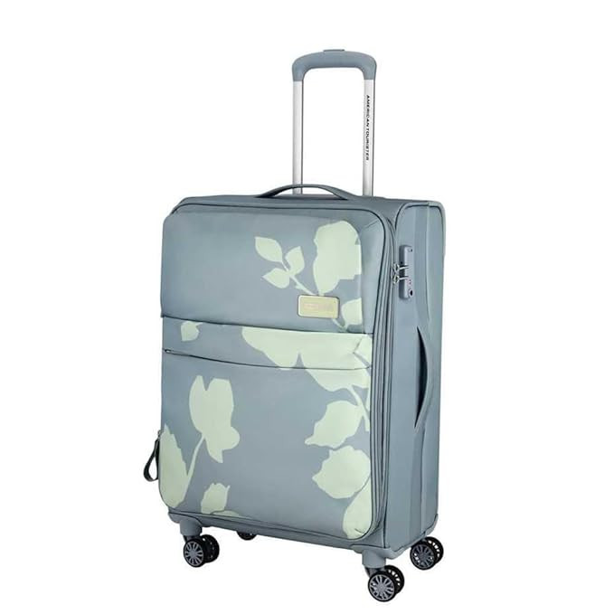 American Tourister AMT Bloom Soft Side Luggage with TSA Lock Complete Lining Telescopic Trolly hande and 8 Smooth Gliding Wheels and Wet Pocket and Vanity Pouch