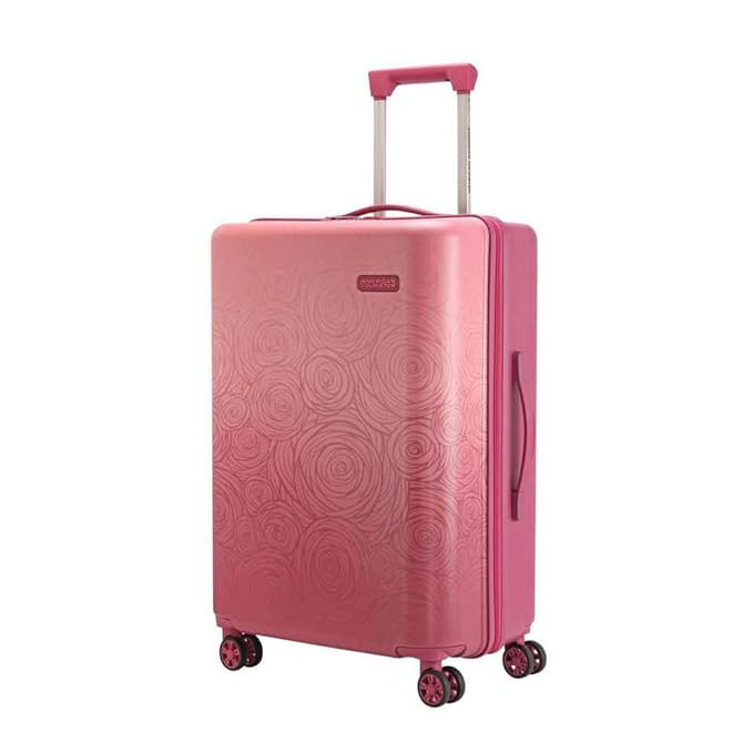 American Tourister AMT Vicenza SP77 TSA Rose Gold Womens Luggage with Print Body and Colour Match Components TSA Lock and Double Wheels