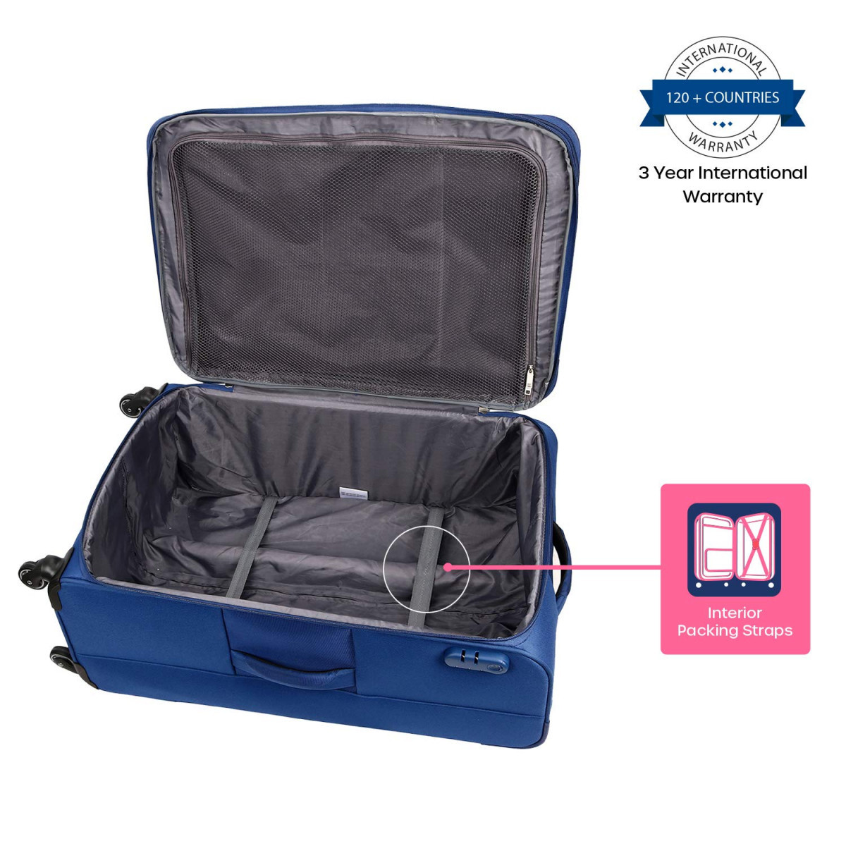 American Tourister Geneva 56 Cms Small Cabin Polyester Soft Sided 4 Spinner Wheels LuggageSuitcaseTrolley Bag Blue