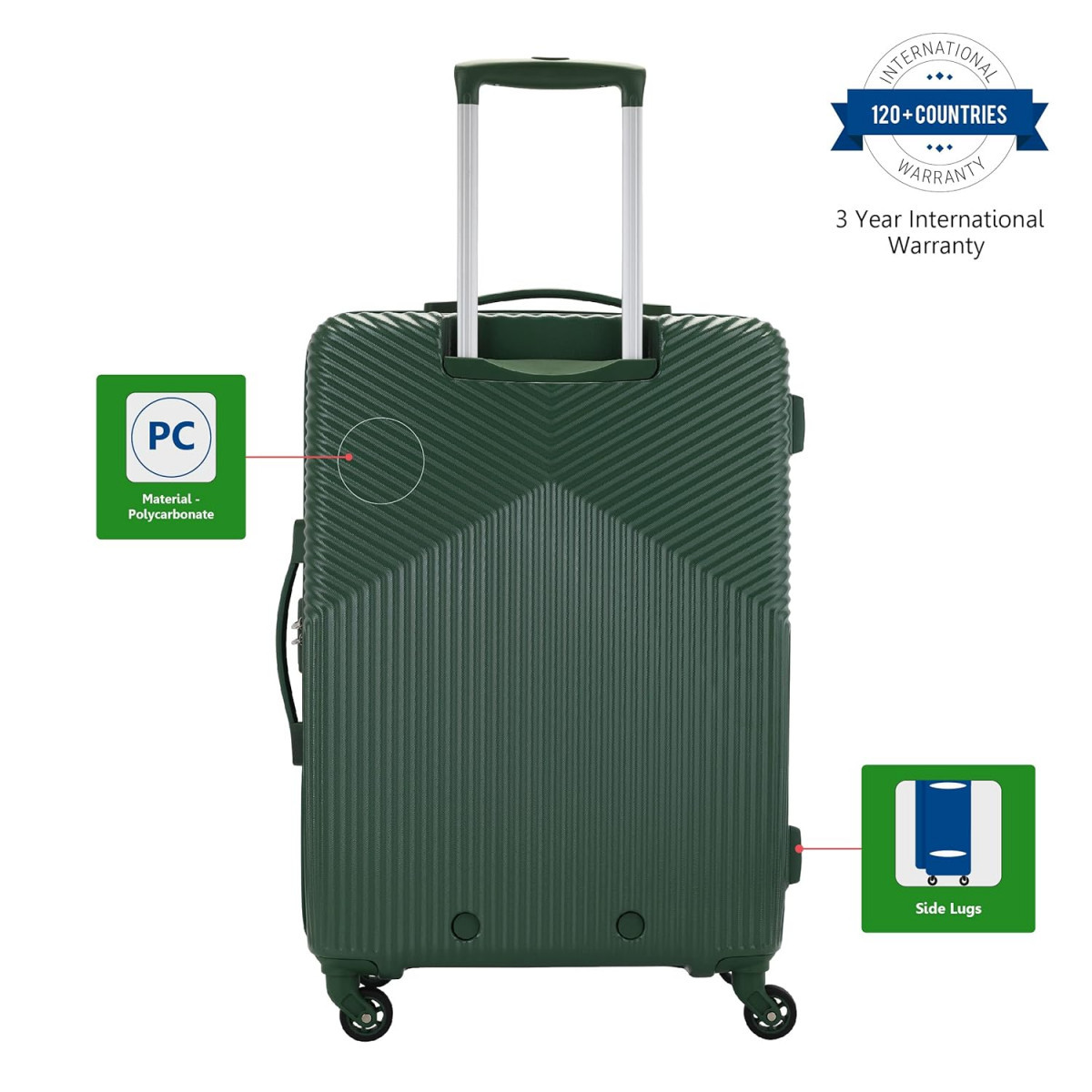 American Tourister Georgia 69 cms Medium Check-in Polycarbonate Hard-Sided 4 Spinner Wheels LuggageSuitcaseTrolley Bag Forest Green