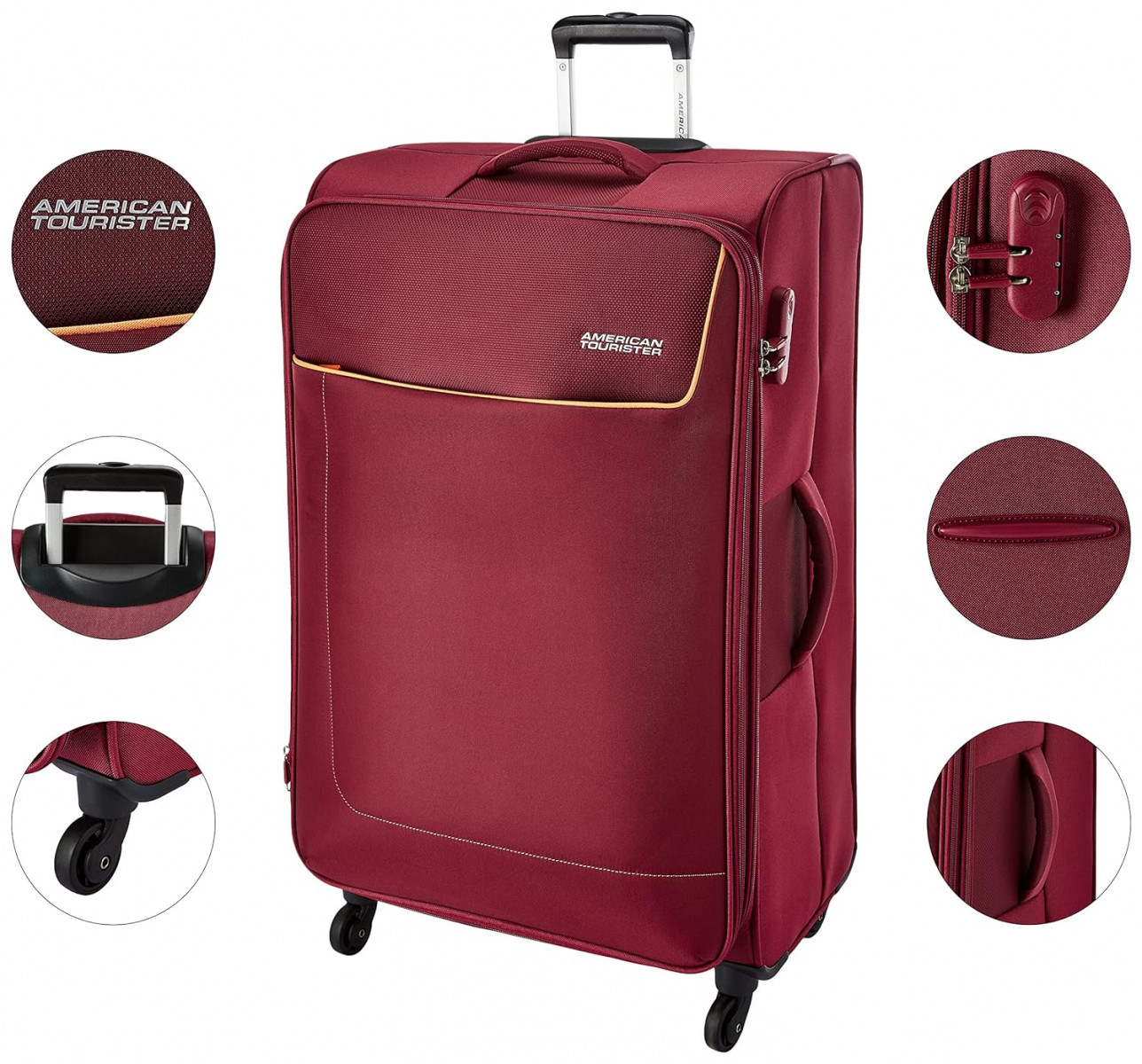 American Tourister Jamaica 80 Cms Large Check-in Polyester Soft Sided 4 Spinner Wheels Luggage Wine Red