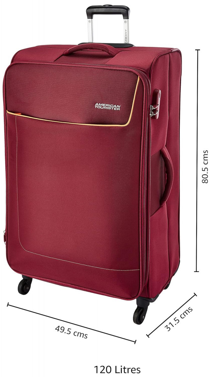 American Tourister Jamaica 80 Cms Large Check-in Polyester Soft Sided 4 Spinner Wheels Luggage Wine Red