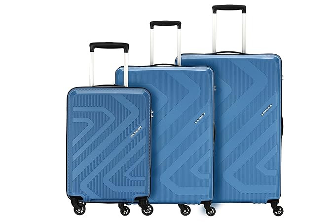American Tourister Kamiliant Kiza 4 Wheel Check-In Suitcase Combo Ash Blue - Set Of 3 Small Medium And Large Polypropylene