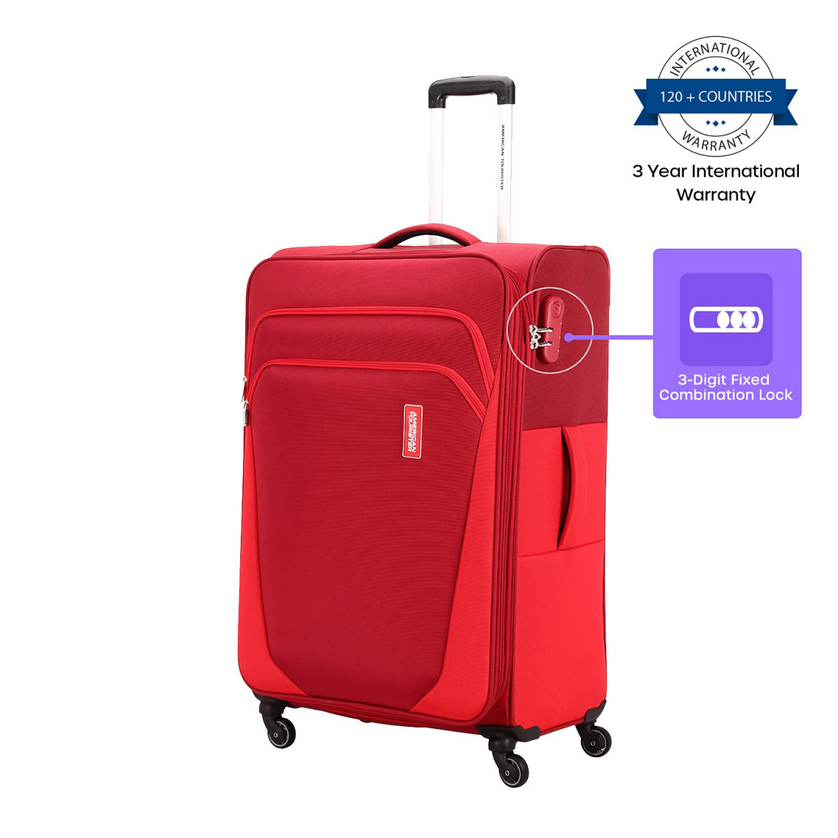 American Tourister Trolley Bag for Travel  Kansas 57 Cms Polyester Softsided Small Cabin Luggage Bag  Suitcase for Travel  Trolley Bag for Travelling Red