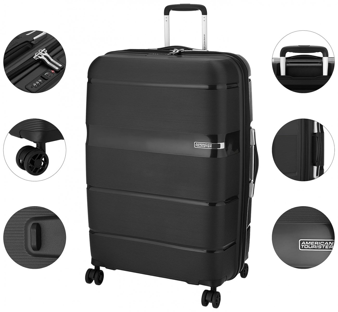 American Tourister Trolley Bag for Travel  LINEX 77 Cms Polypropylene Hardsided Large Check-in Luggage Bag  Suitcase for Travel  Trolley Bag for Travelling Black