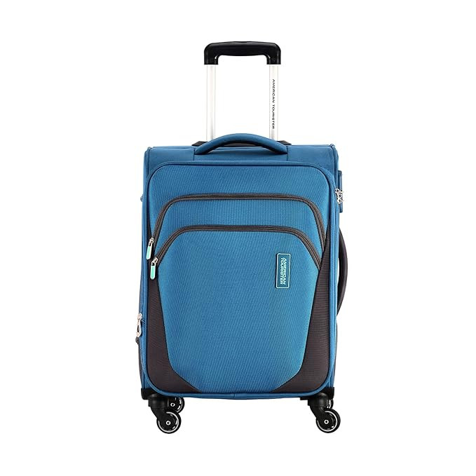 American Tourister Trolley Bag for TravelKansas 80 Cms Polyester Softsided Large Check-in Luggage BagSpeedWheel Suitcase for TravelTrolley Bag for Travelling Blue