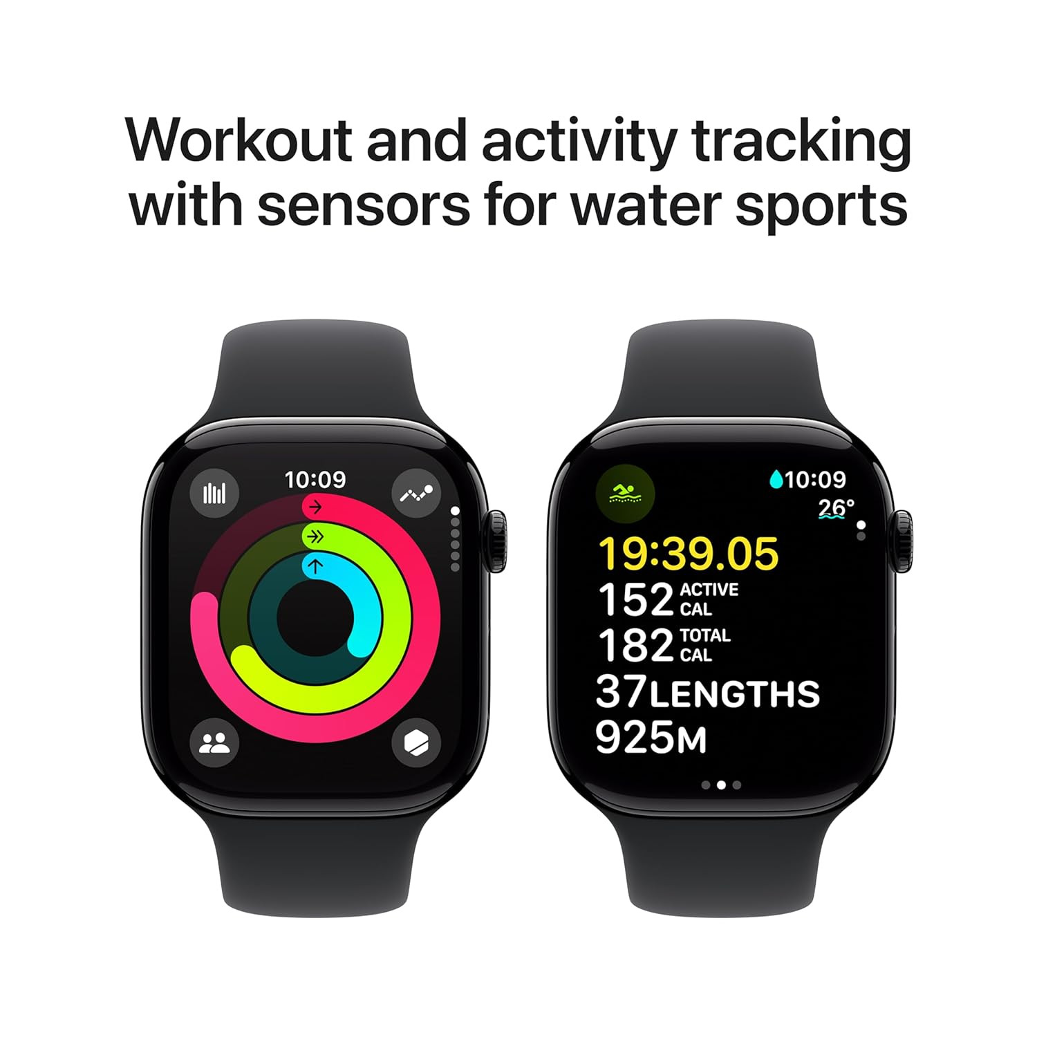 Apple Watch Series 10 GPS  Cellular 46 mm Smartwatch with Jet Black Aluminium Case with Black Sport Band- SM Fitness Tracker ECG App Always-On Retina Display Water Resistant