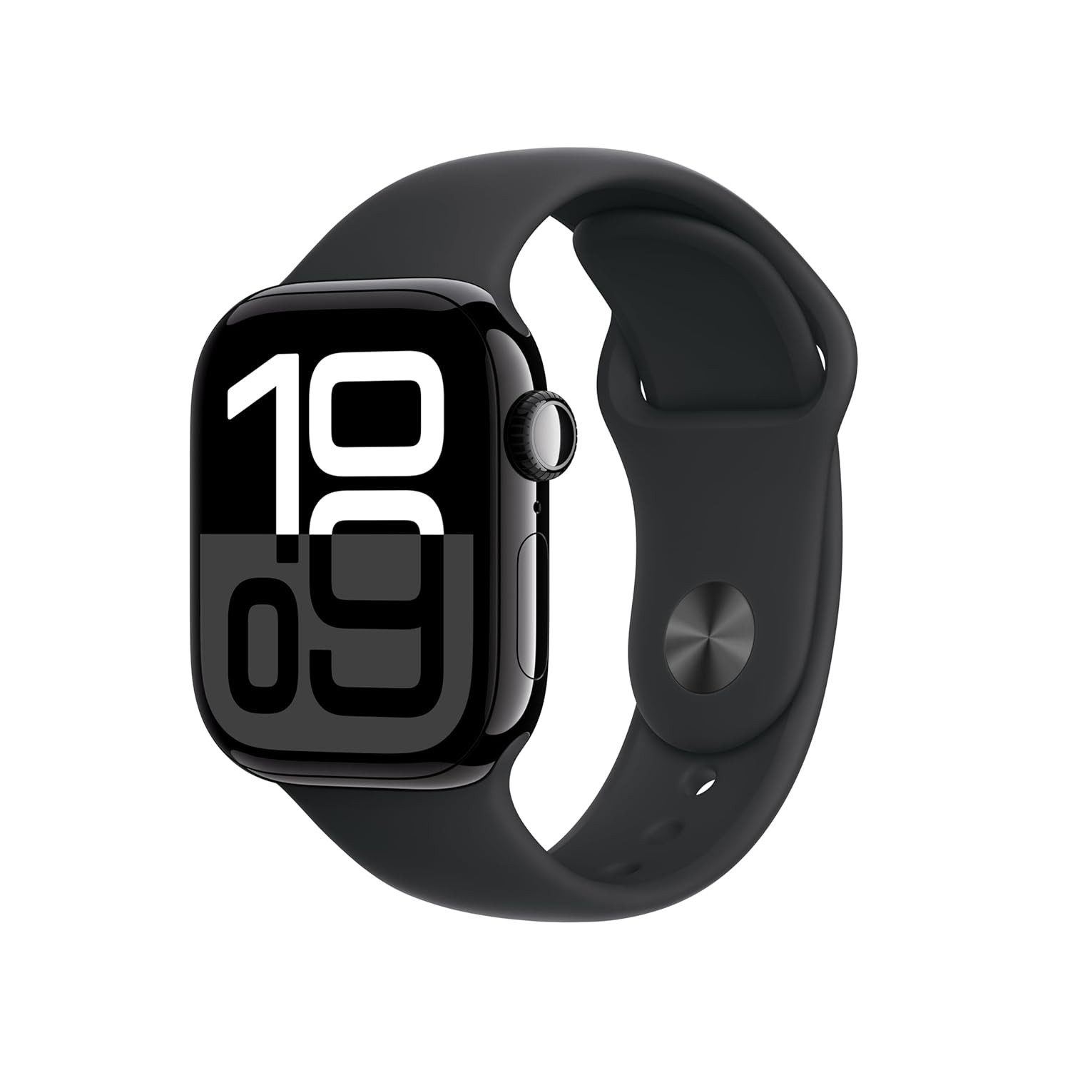 Apple Watch Series 10 GPS 42 mm Smartwatch with Jet Black Aluminium Case with Black Sport Band - SM Fitness Tracker ECG App Always-On Retina Display Water Resistant