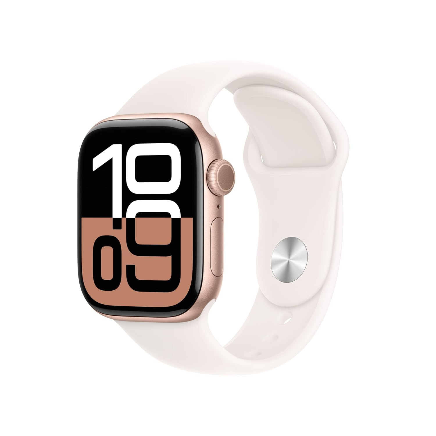 Apple Watch Series 10 GPS 42 mm Smartwatch with Rose Gold Aluminium Case with Light Blush Sport Band - ML Fitness Tracker ECG App Always-On Retina Display Water Resistant