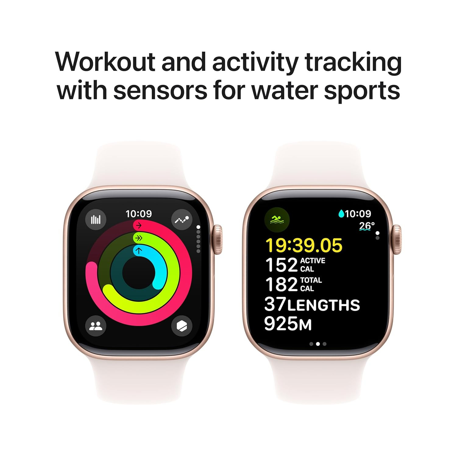 Apple Watch Series 10 GPS 42 mm Smartwatch with Rose Gold Aluminium Case with Light Blush Sport Band - SM Fitness Tracker ECG App Always-On Retina Display Water Resistant