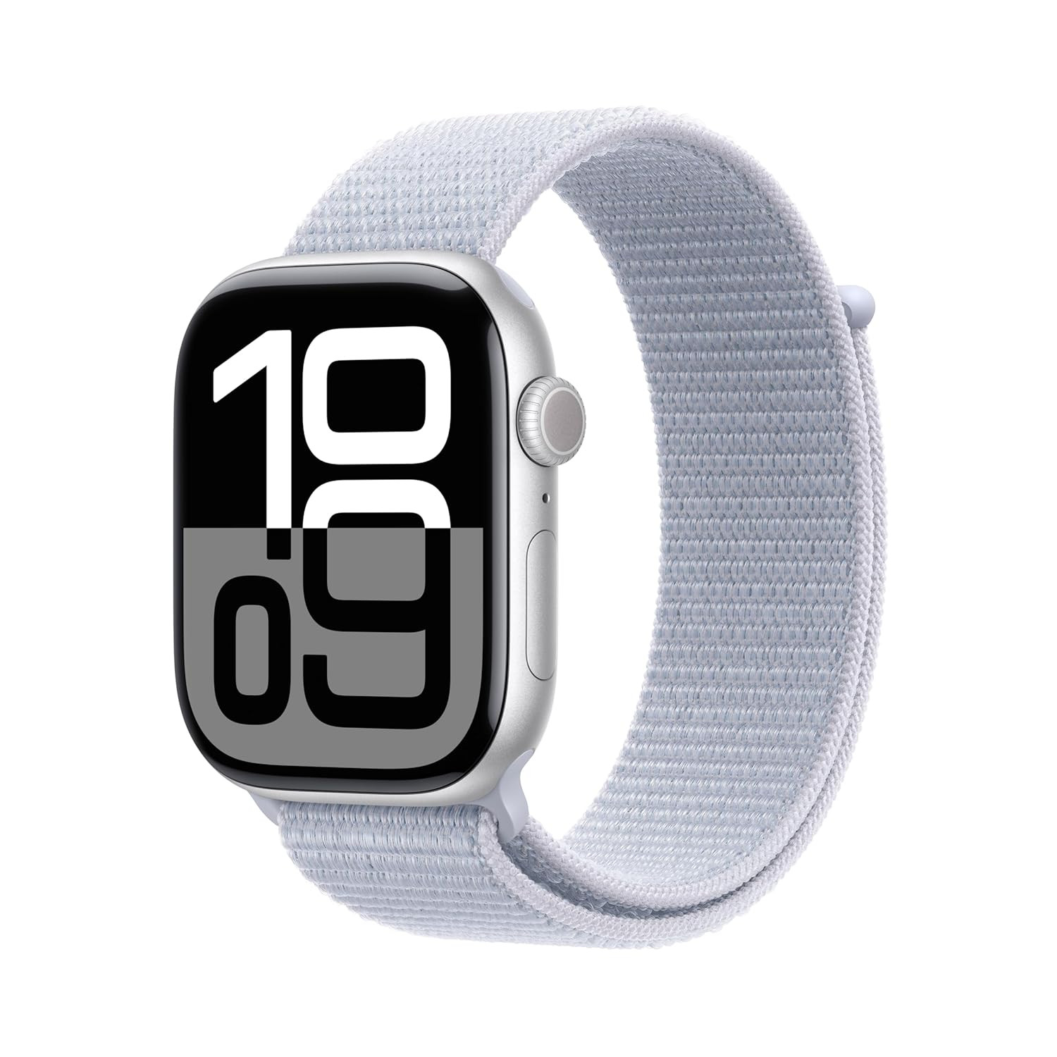 Apple Watch Series 10 GPS 46 mm Smartwatch with Silver Aluminium Case with Blue Cloud Sport Loop Fitness Tracker ECG App Always-On Retina Display Carbon Neutral