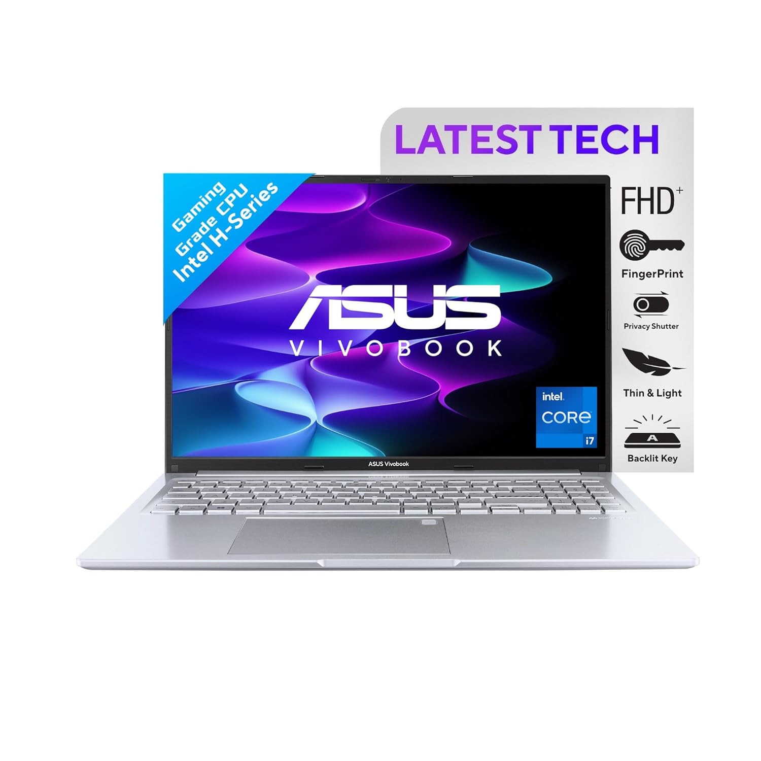 ASUS Vivobook 16 Thin  Light Laptop 16 4064cmWUXGA 1610 60 Hz Intel Core i7-12700H 16GB DDR4512GB SSDIntel Iris Xe GraphicsWin 11Office 2021Transparent Silver188 Kg X1605ZAC-MB741WS