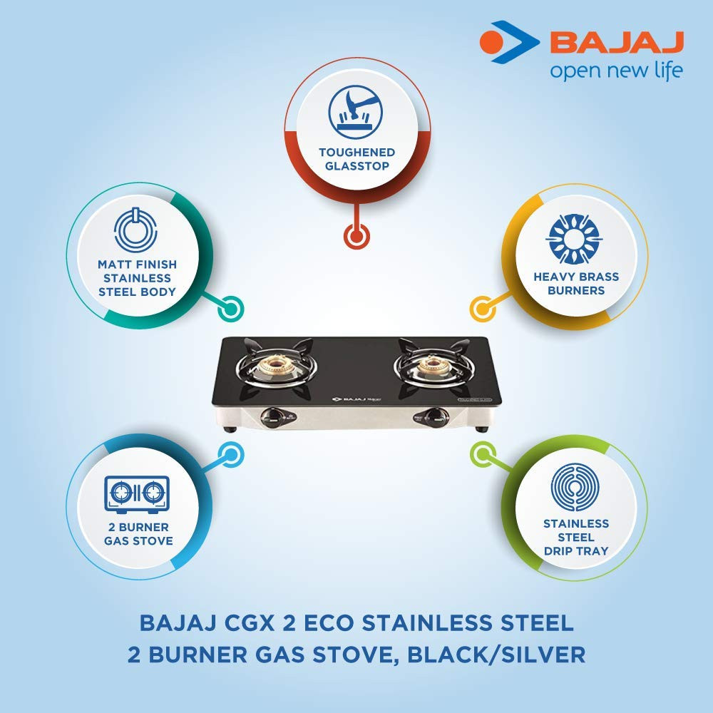 Bajaj CGX 2 ECO Stainless Steel Cooktop White Black