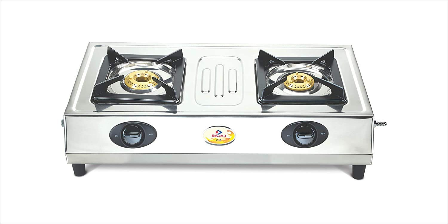 Bajaj Cx 8 Stainless Steel 2 Burner Open Gas Stove Silver