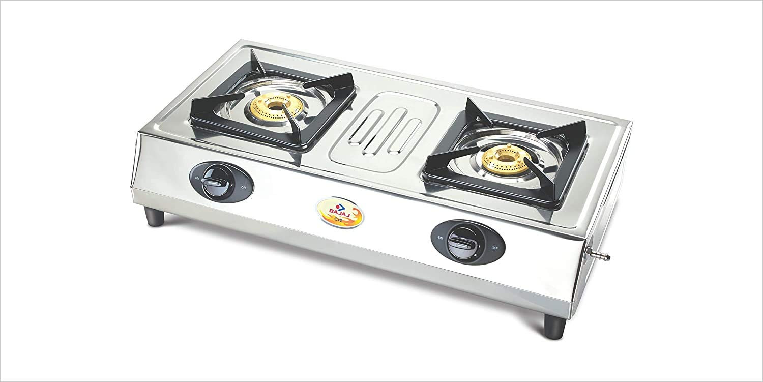 Bajaj Cx 8 Stainless Steel 2 Burner Open Gas Stove Silver