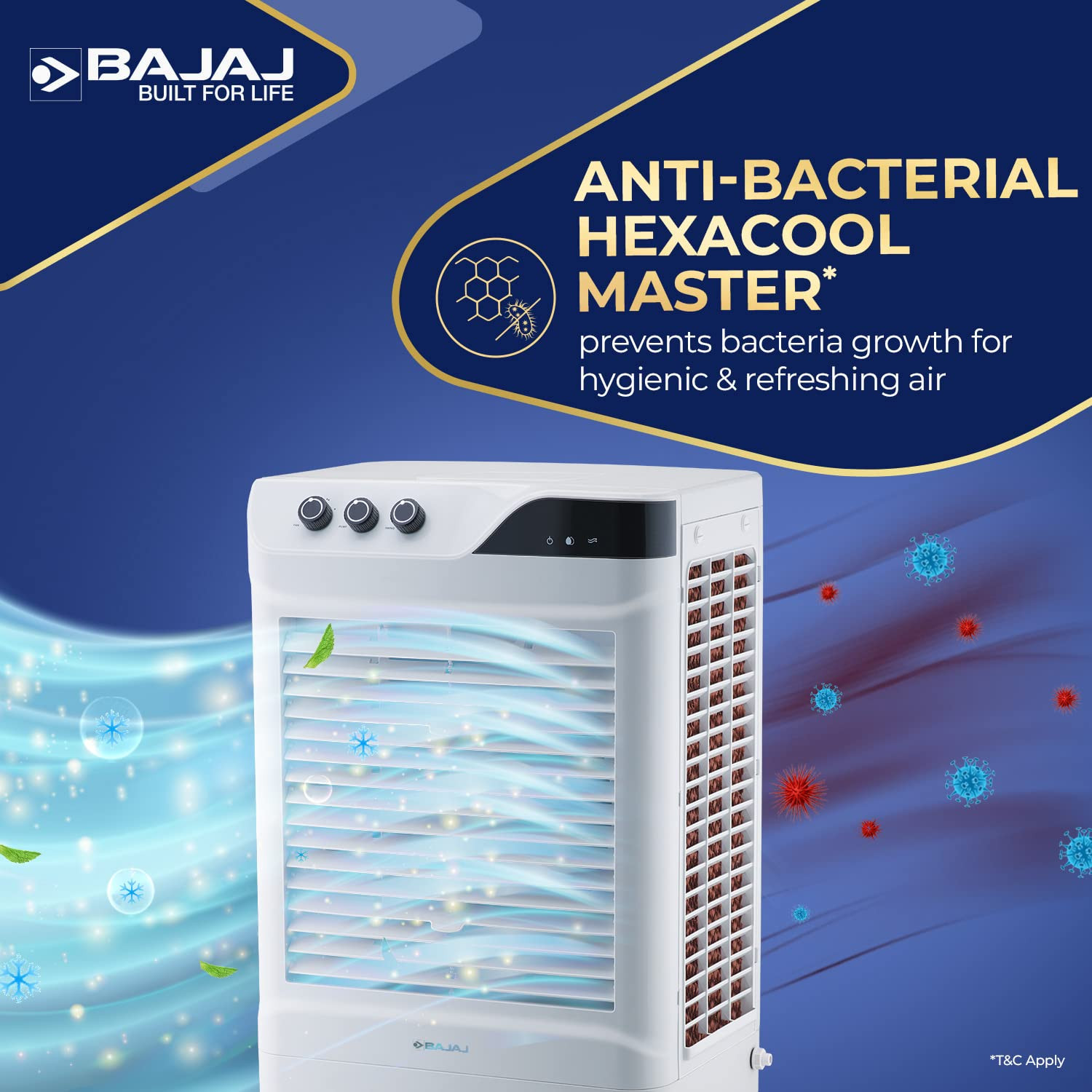 Bajaj DMH 65 Neo 65L Desert Air Cooler for HomeFor Larger RoomBIG ICE ChamberHigh Speed Anti-Bacterial Honeycomb PadInvertor ready90Ft Air Throw3-Yr Product 2-Yr Pump 1-Yr Motor WarrantyWhite