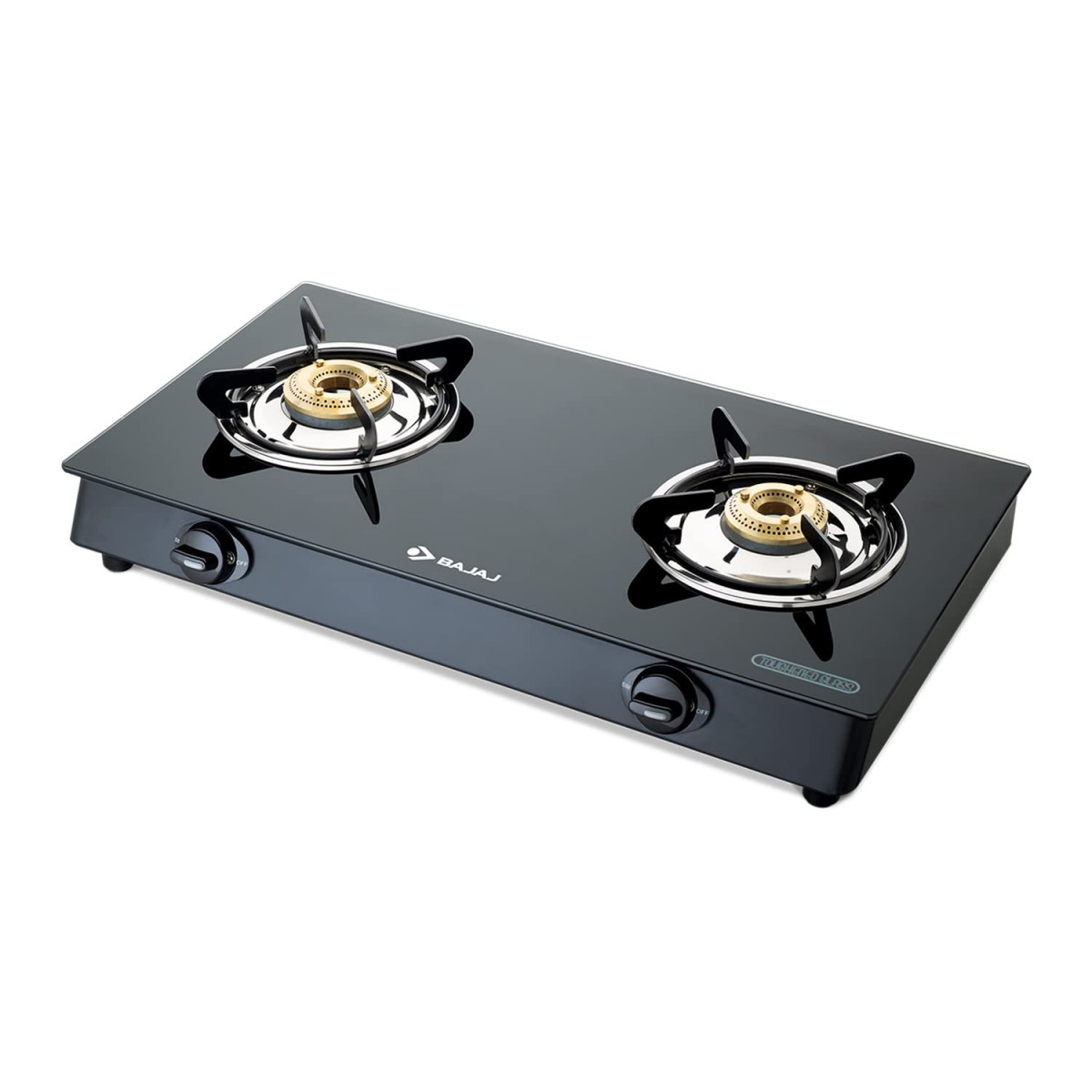 Bajaj GP6 2-Burner Stainless Steel  Glass Gas Stove Manual Black ISI Certified