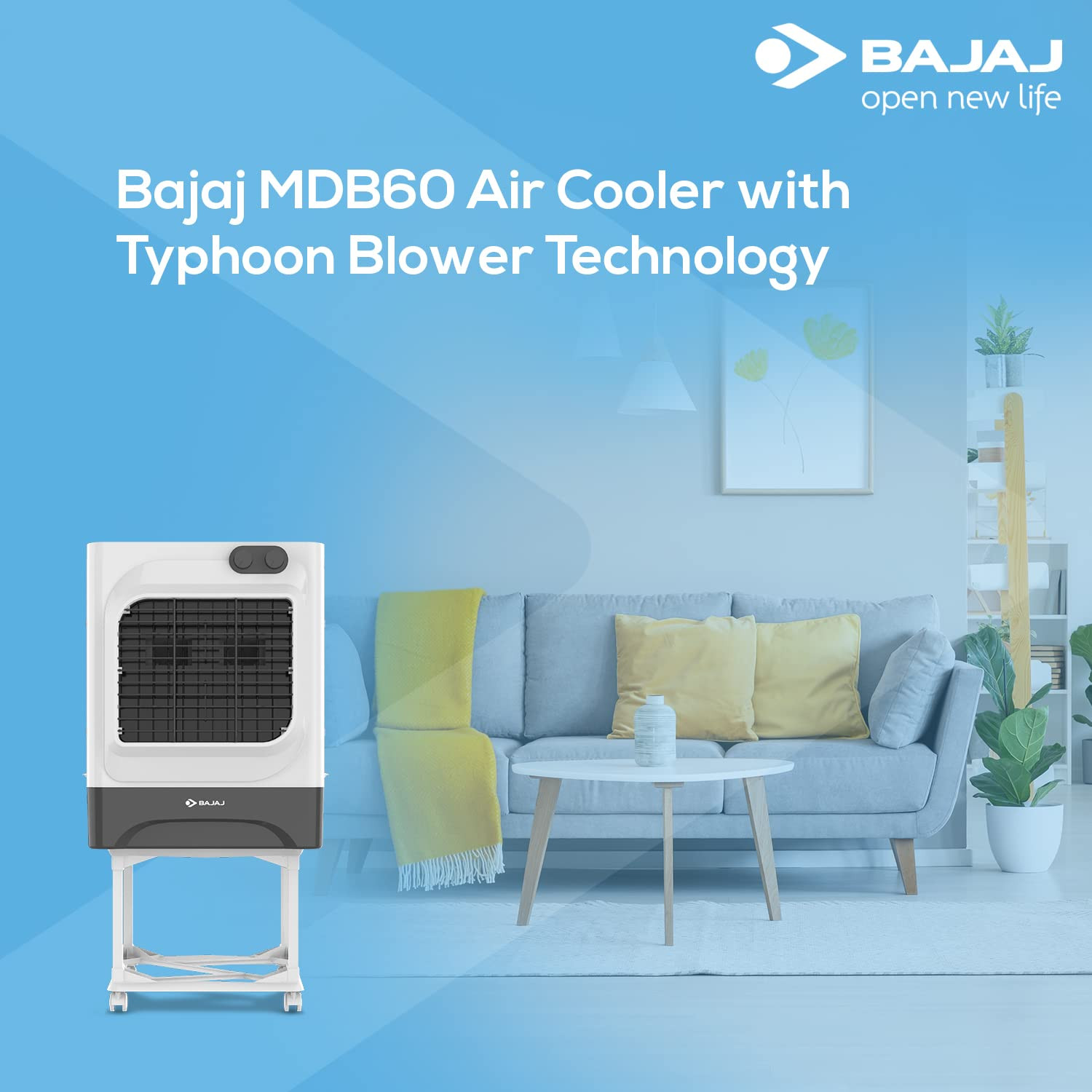 BAJAJ MDB60 Dessert AIR Cooler60L with Typhoon Blower Technology 70 FEET Powerful AIR Throw