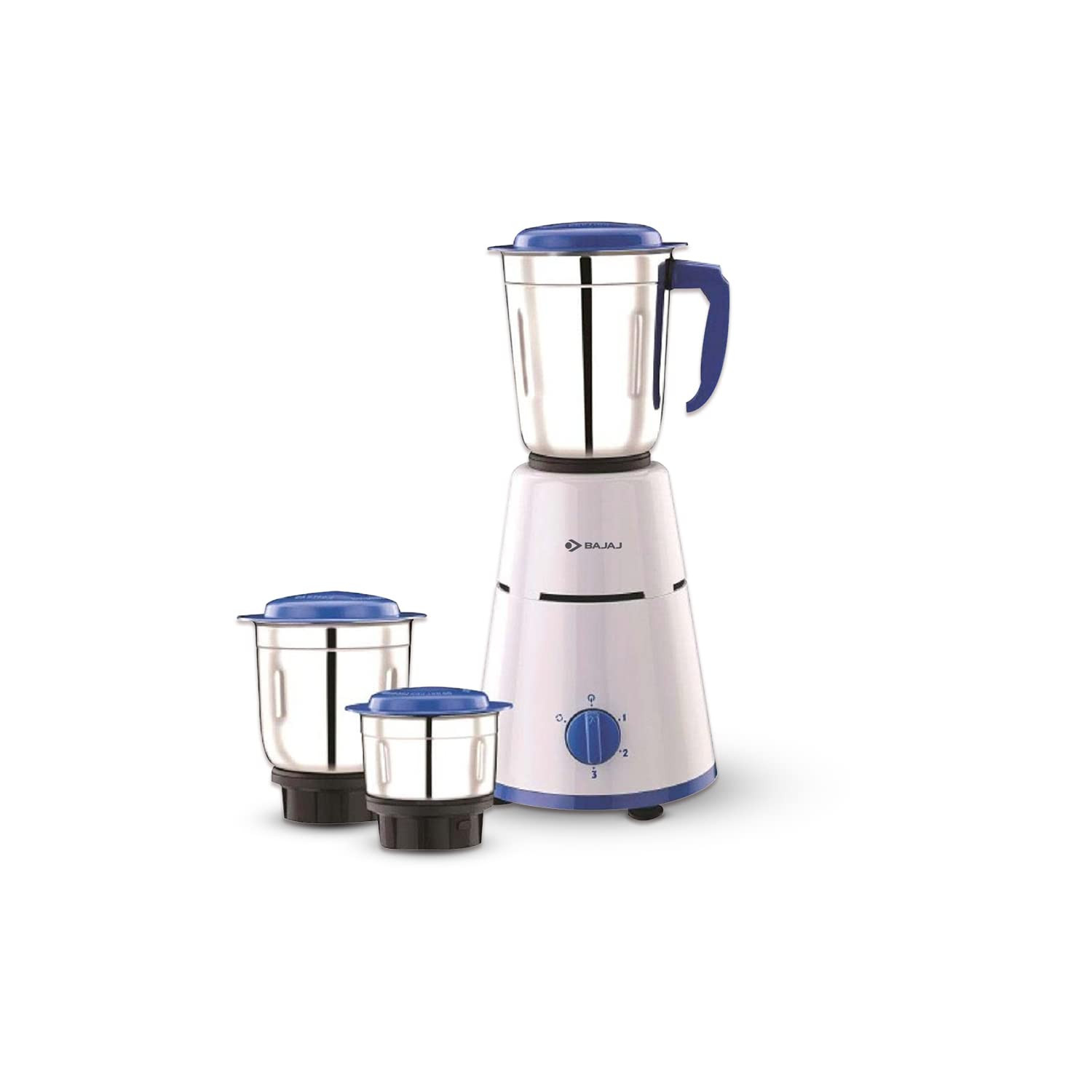 Bajaj Pluto Mixer Grinder 500W Mixie For Kitchen With Nutri-Pro Feature3- Speed ControlMotor Overload ProtectionRust ResistantStainless Steel Blades 1 year Warranty By BajajWhite