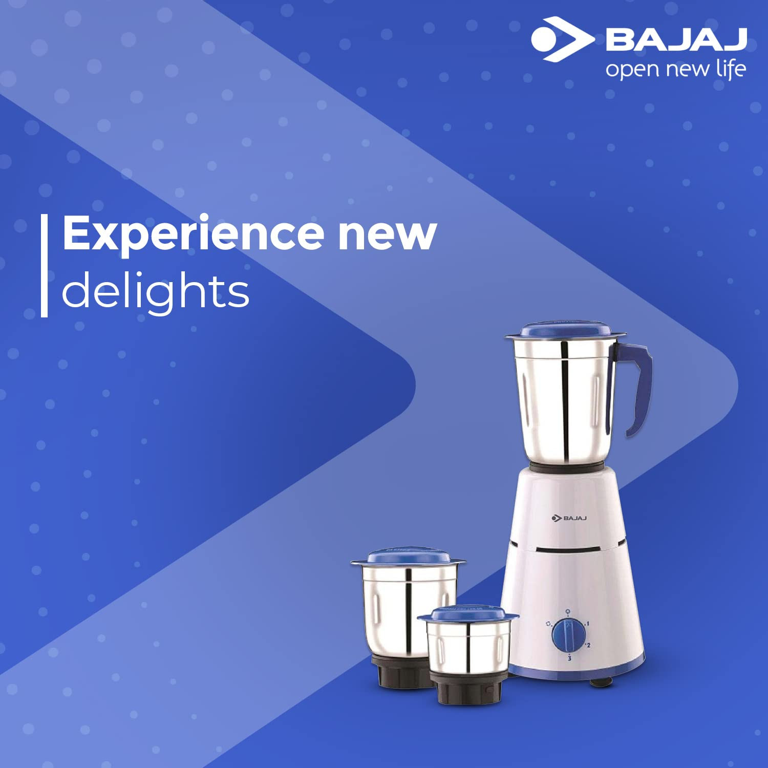 Bajaj Pluto Mixer Grinder 500W Mixie For Kitchen With Nutri-Pro Feature3- Speed ControlMotor Overload ProtectionRust ResistantStainless Steel Blades 1 year Warranty By BajajWhite