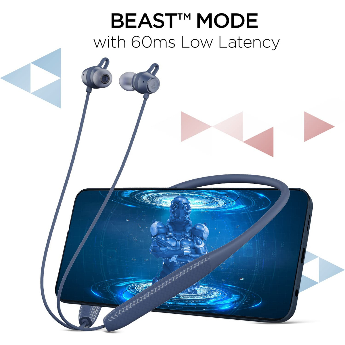 boAt Rockerz 255 Max Bluetooth in Ear Earphones with 60H Playtime EQ Modes Power Magnetic Earbuds Beast Mode Enx Tech ASAP Charge10 Mins10 Hrs Dual PairSpace Blue