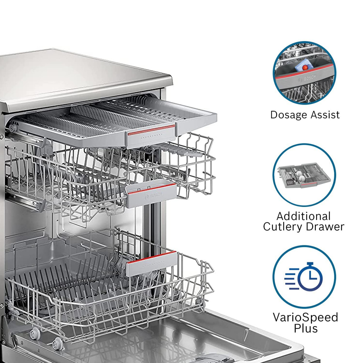 Bosch 14 Place Settings Dishwasher SMS46KI03I Silver Inox 60 cm