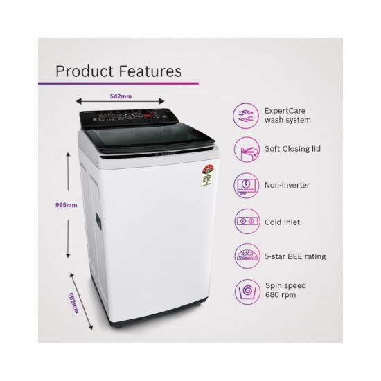 Bosch 7 Kg 5 Star Fully Automatic Top Load Washing MachineWOE701W0IN White