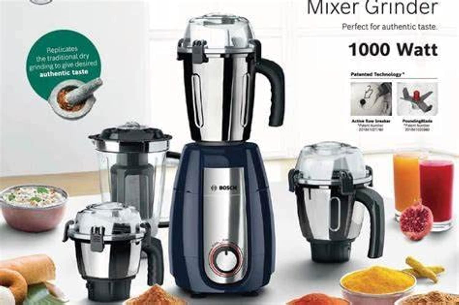 Bosch TrueMixx Pro Mixer Grinder MGM8842DIN 1000 W 4 Jars Dark Blue