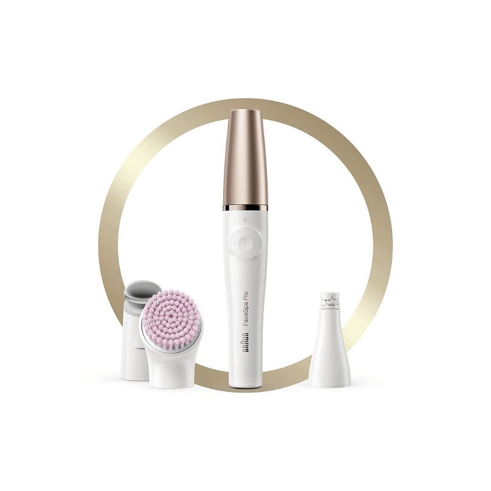 Braun FaceSpa Pro 912 Epilator System Cleansing 3 Epilating with Toning and Pink and Extras Facial Skin 3-in-1 (White/Bronze) Brush