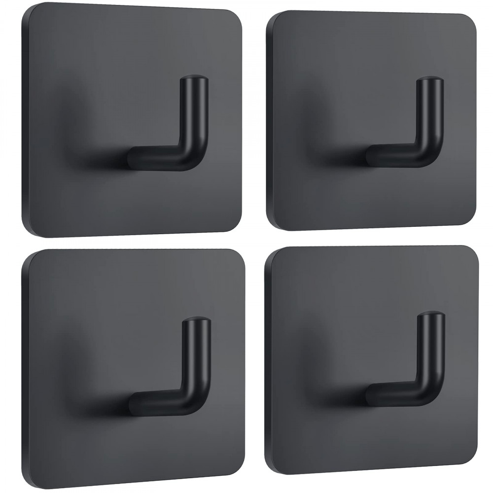 4 Pack Adhesive Hooks Heavy Duty Stick On Wall Door Cabinet Stainless Steel  Towel Coat Clothes Hooks Self Adhesive Holders For Hanging Kitchen Bathroo