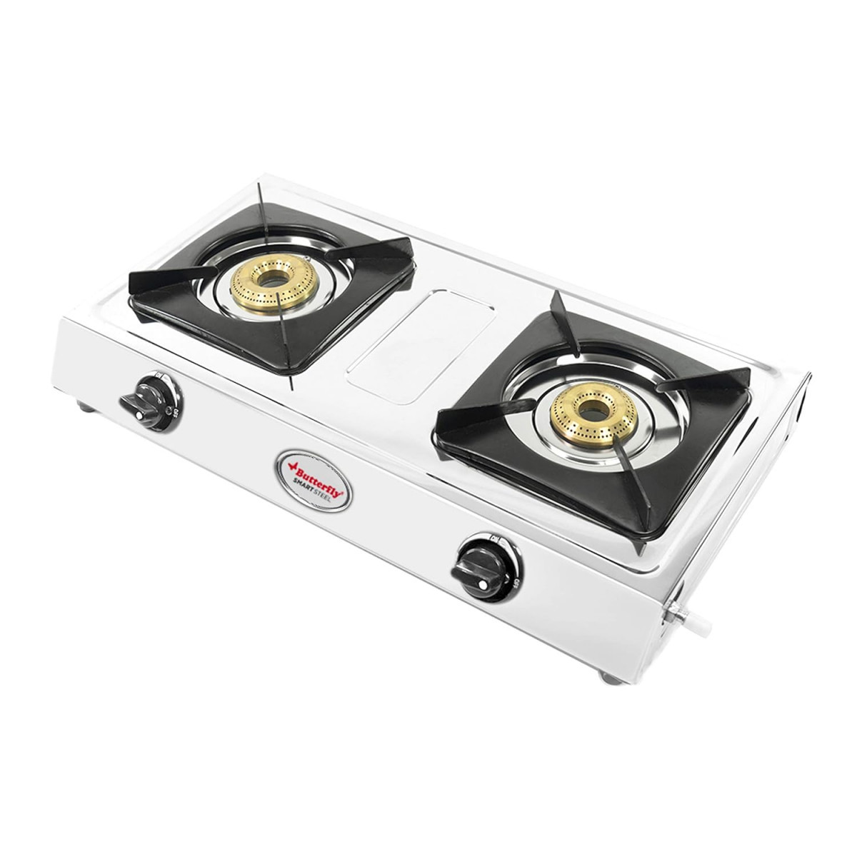 Butterfly Smart Stainless Steel 2 Burner Gas Stove Manual Ignition Sliver