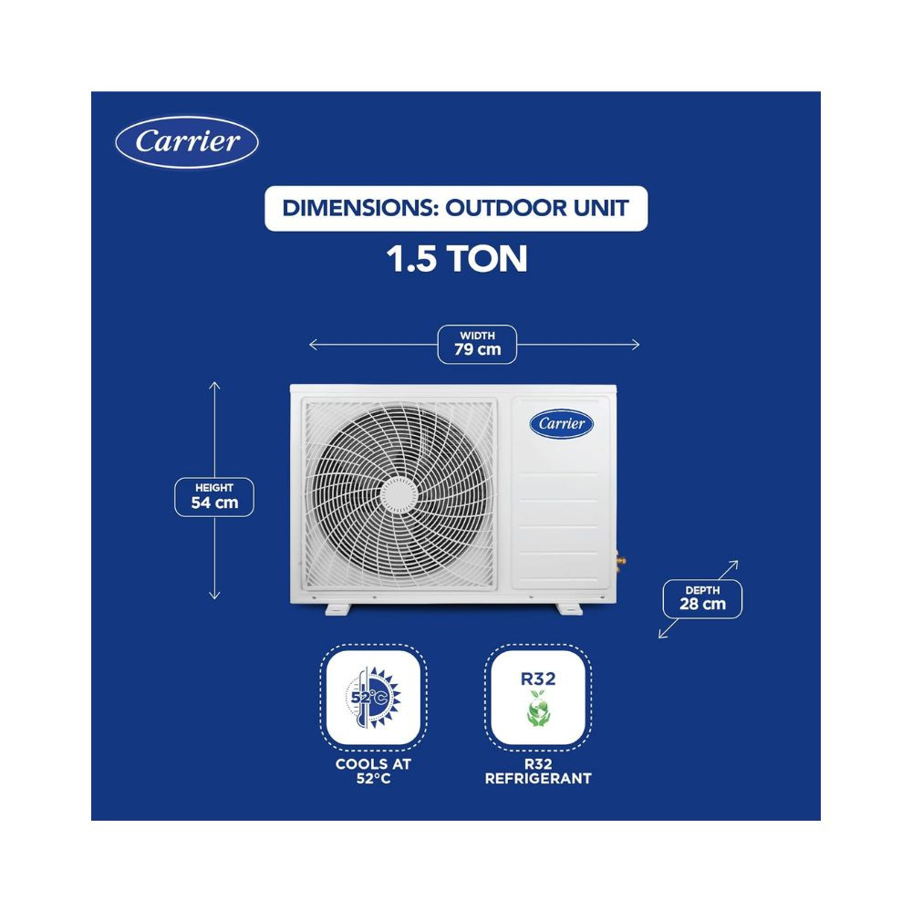 Carrier 15 Ton 5 Star AI Flexicool Inverter Split AC Copper Convertible 6-in-1 Cooling