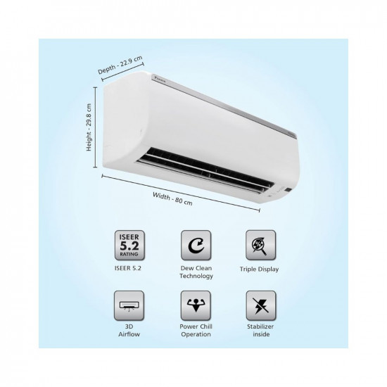 Daikin 1 Ton 5 Star Triple Display Dew Clean Technology Inverter Split AC Copper PM 25 2022 FTKM35U White