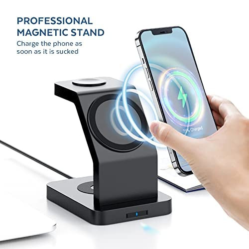 eller sant Wireless Charger 3in1 23W Magnetic Mag-Safe for iPhone 1616 Plus16 Pro16 Pro Max iPhone 1515 Plus15 Pro15 Pro Max iPhone 141312 Airpods 3rd2nd gen Series 987654SE-Black