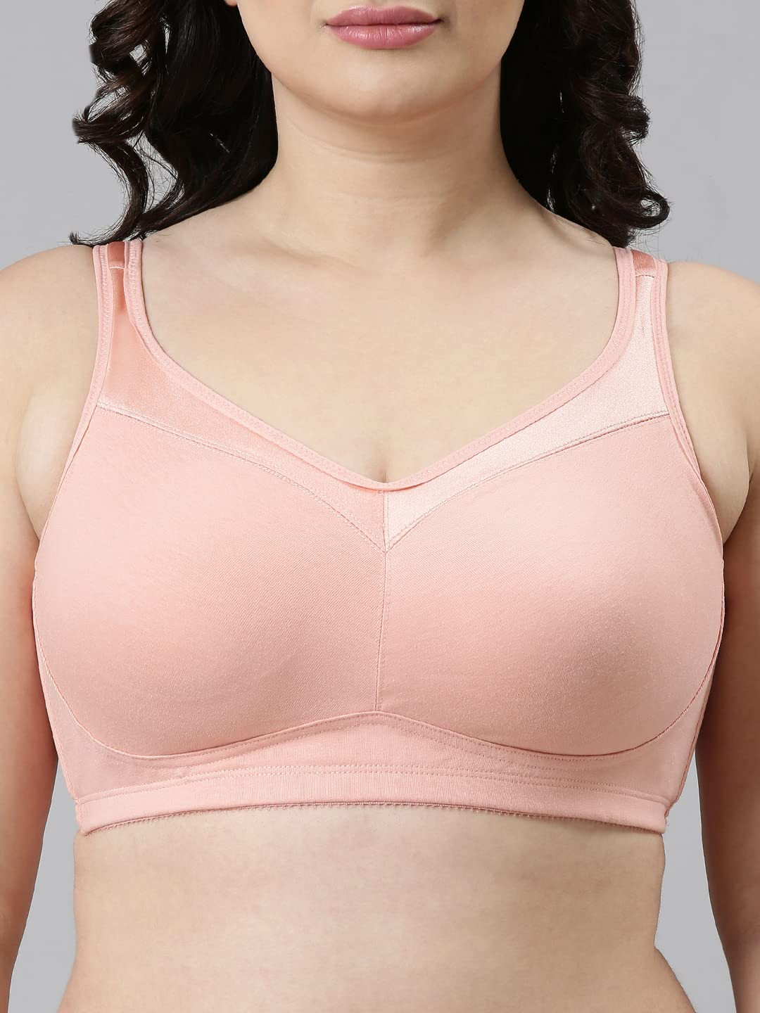 Enamor A042 Side Support Shaper Supima Cotton Everyday Bra - Non-Padded,  Wirefree & High Coverage PALESKIN