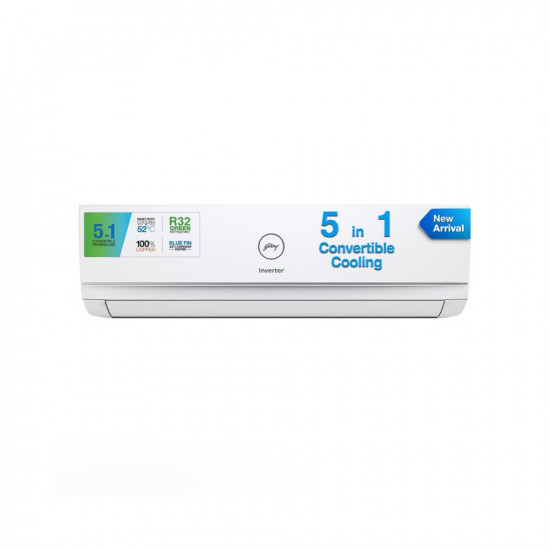 Godrej 15 Ton 3 Star 5-in-1 Convertible Cooling Inverter Split AC Copper Heavy-Duty Cooling at 52 Deg Celcius 2023 Model AC 15T EI 18TINV3R32 WWD White