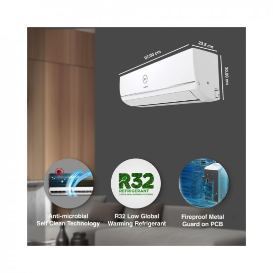 Godrej 15 Ton 3 Star 5-in-1 Convertible Cooling Inverter Split AC Copper Heavy-Duty Cooling at 52 Deg Celcius 2023 Model AC 15T EI 18TINV3R32 WWD White