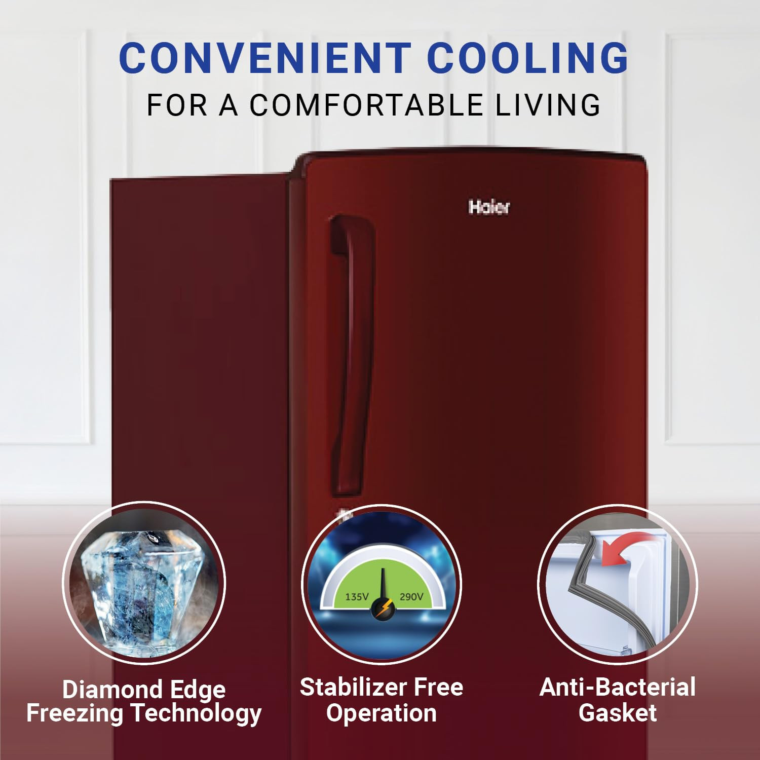 Haier 175 L 2 Star Direct-Cool Single Door Refrigerator HED-182RS-N Red Mono 2024 Model