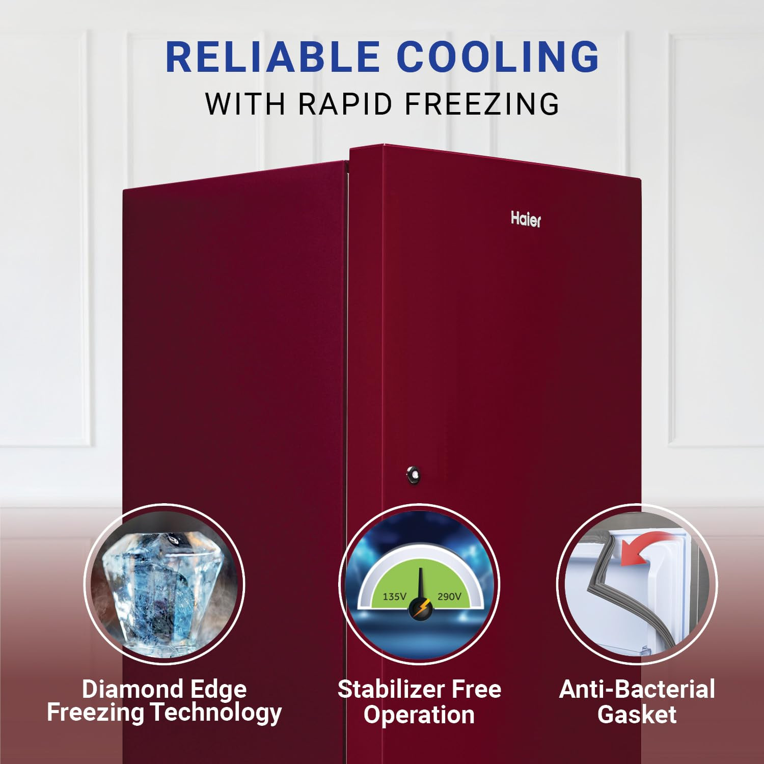 Haier 190 L 2 Star Direct-Cool Single Door Refrigerator HED-202RS-P Red Mono 2024 Model