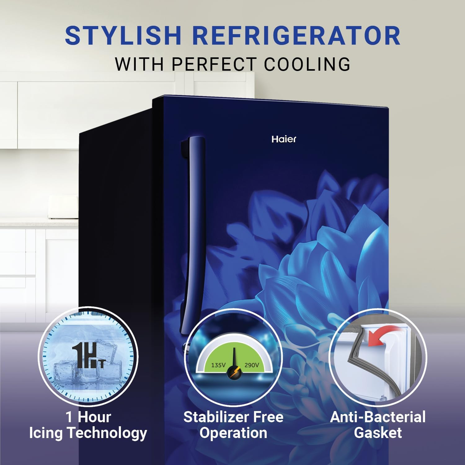 Haier 190 L 5 Star Direct-Cool Single Door Refrigerator HED-205MDB-P Marine Dahelia Base Stand Drawer 2024 Model