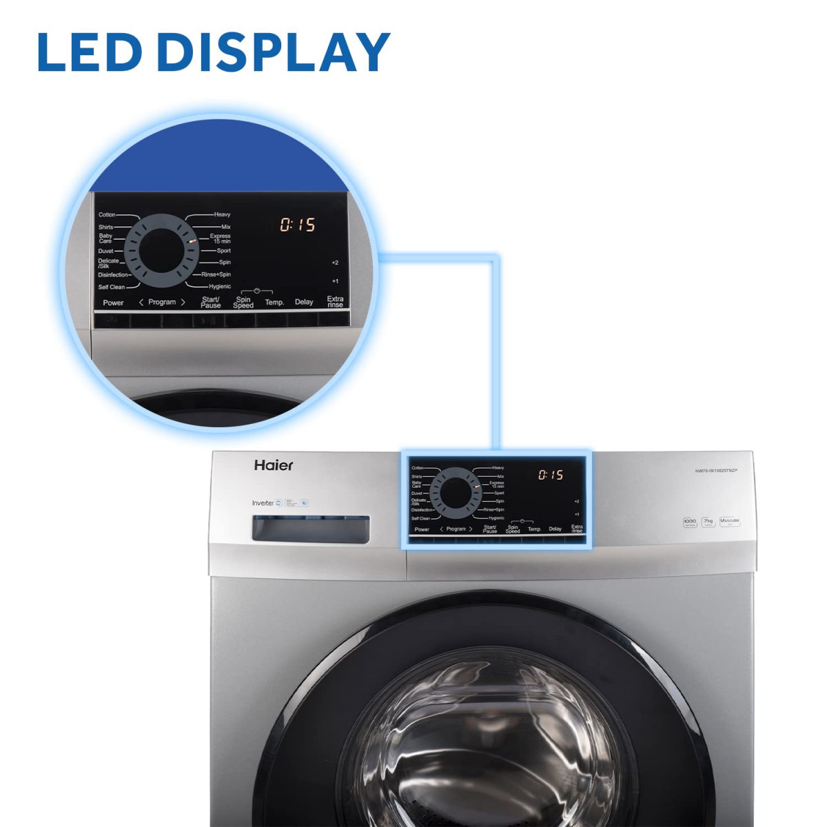 Haier 65Kg 5 Star Fully Automatic Washing Machine with Muscular Drum LED Display HW65-10829TNZP Titanium Grey