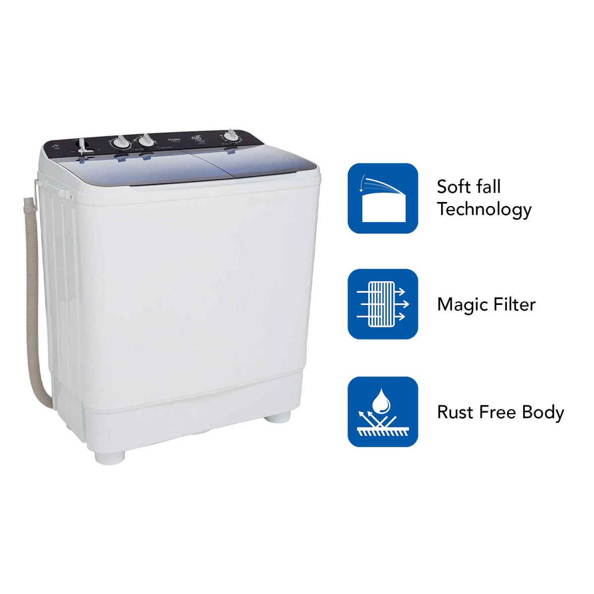 Haier 9 Kg Semi-Automatic Top Loading Washing Machine HTW90-1159 Blue